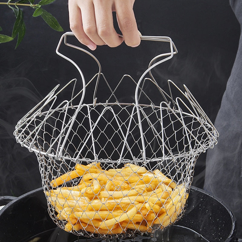 Chef Basket – Stainless Steel Kitchen Fry Basket for Frying, Boiling, and Draining