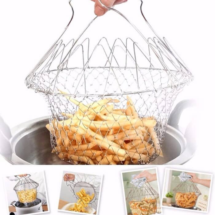 Chef Basket – Stainless Steel Kitchen Fry Basket for Frying, Boiling, and Draining