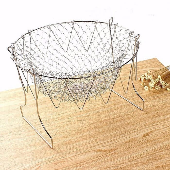 Chef Basket – Stainless Steel Kitchen Fry Basket for Frying, Boiling, and Draining